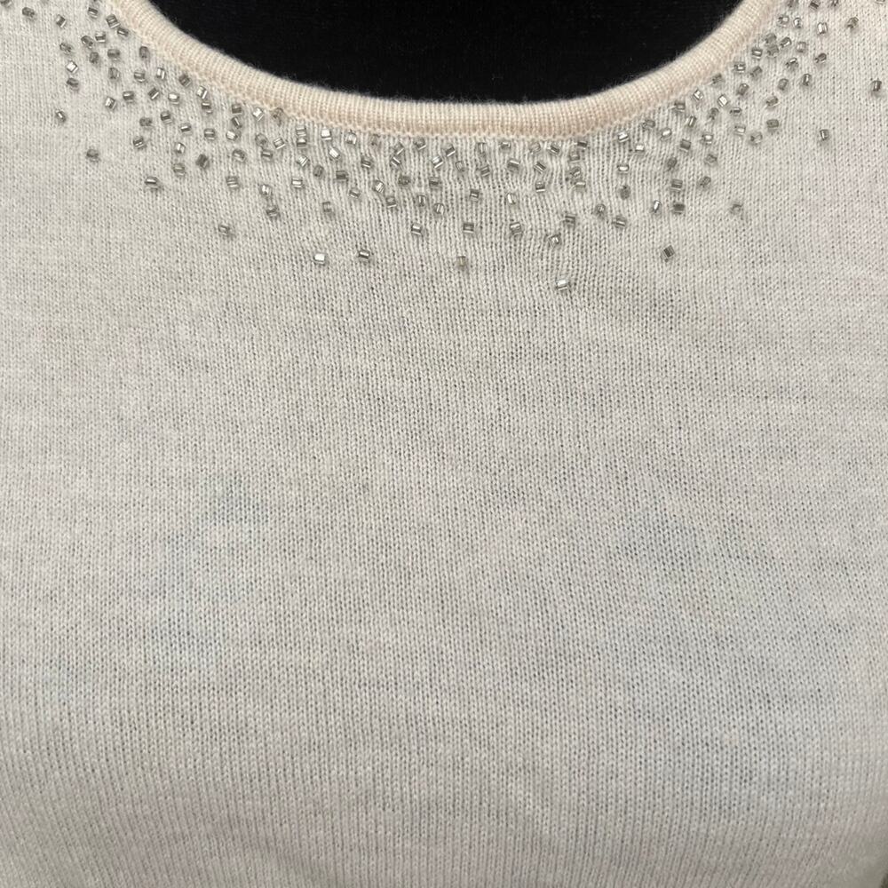 JONES OF NEW YORK women’s M, merino wool sweater, cream, short sleeve
